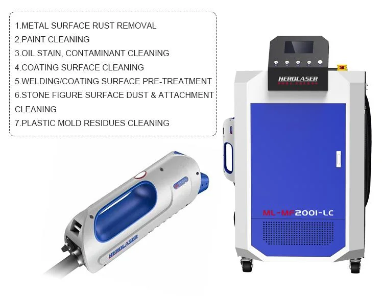 Portable Handheld Metal Rust Removal Fiber Laser Cleaner with 200W 300W 500W 1000W 1500W 2000W 3000W for Rust Paint